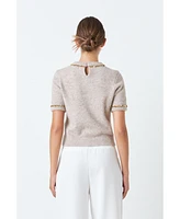 Women's Trimmed Knit Short Sleeve Top