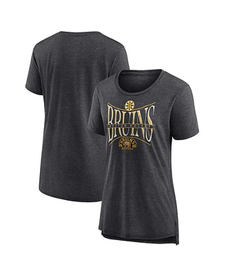 Women's Fanatics Heather Charcoal Boston Bruins Centennial Hockey Tri-Blend T-shirt