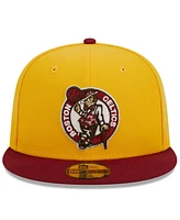Men's New Era Yellow, Red Boston Celtics Fall Leaves 2-Tone 59FIFTY Fitted Hat