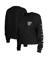 Women's New Era Black Las Vegas Raiders Thermal Crop Long Sleeve T-shirt