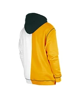 Men's New Era Gold, White Green Bay Packers Third Down Split Raglan Pullover Hoodie
