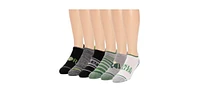 Muk Luks Men's 6 Pack Pickleball Ankle Socks, Black/Green, One Size