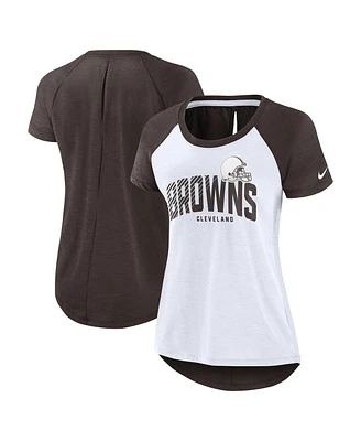 Women's Nike White, Brown Cleveland Browns Back Slit Lightweight Fashion T-shirt