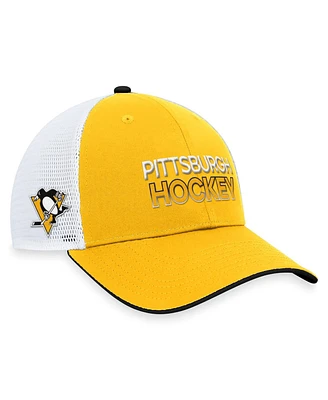 Men's Fanatics Gold Pittsburgh Penguins Authentic Pro Rink Trucker Adjustable Hat
