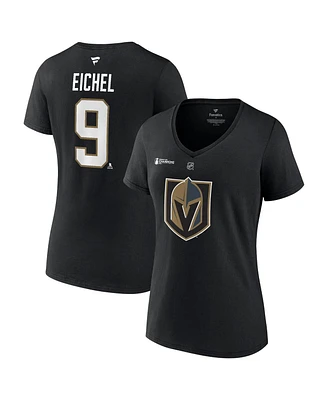 Women's Fanatics Jack Eichel Black Vegas Golden Knights 2023 Stanley Cup Champions Plus Name and Number V-Neck T-shirt