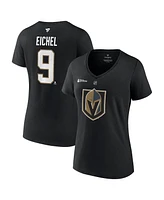 Women's Fanatics Jack Eichel Black Vegas Golden Knights 2023 Stanley Cup Champions Plus Name and Number V-Neck T-shirt