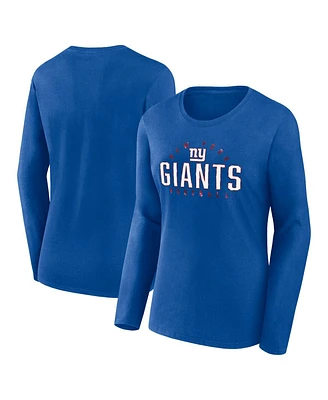 Women's Fanatics Royal New York Giants Plus Foiled Play Long Sleeve T-shirt