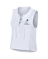 Women's Wear by Erin Andrews White Dallas Cowboys Lace-Up Tank Top