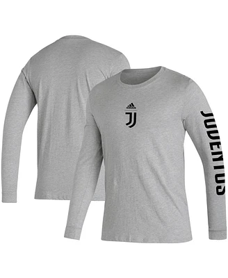 Men's adidas Heather Gray Juventus Team Crest Long Sleeve T-shirt
