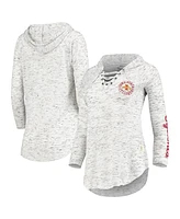 Women's Pressbox Gray Iowa State Cyclones Space Dye Lace-Up V-Neck Long Sleeve T-shirt