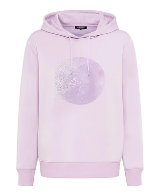 Olsen Long Sleeve Scuba Jersey Embellished Hoodie