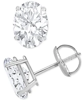 Diamond Oval Screw Back Stud Earrings (3 ct. t.w.) in 14k White Gold