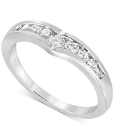 Diamond V-Shape Channel-Set Band (1/3 ct. t.w.) in 18K White Gold