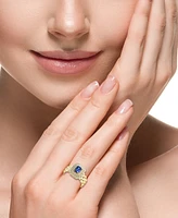 Sapphire (1-1/2 ct. t.w.) & Diamond (5/8 ct. t.w.) Double Halo Statement Ring in 14k Gold