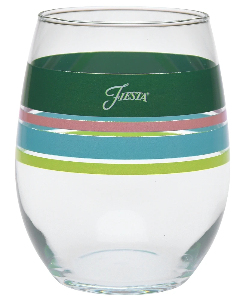 Fiesta Tropical Edgeline 15-Ounce Stemless Wine Glass Set of 4