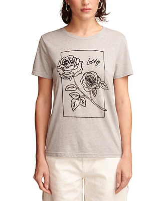 Lucky Brand Women's Rose Graphic Classic T-Shirt