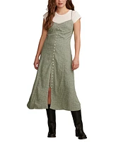 Lucky Brand Women's Printed Button-Front Midi Slip Dress