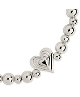 Sterling Forever Silver-Tone or Gold-Tone Beating Heart Beaded Bracelet