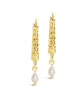 Sterling Forever Gold-Tone or Silver-Tone Drop Cultured Freshwater Pearl Sylvie Statement Hoops