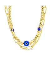 Sterling Forever Gold-Tone or Silver-Tone Blue Beaded Sibyl Layered Necklace