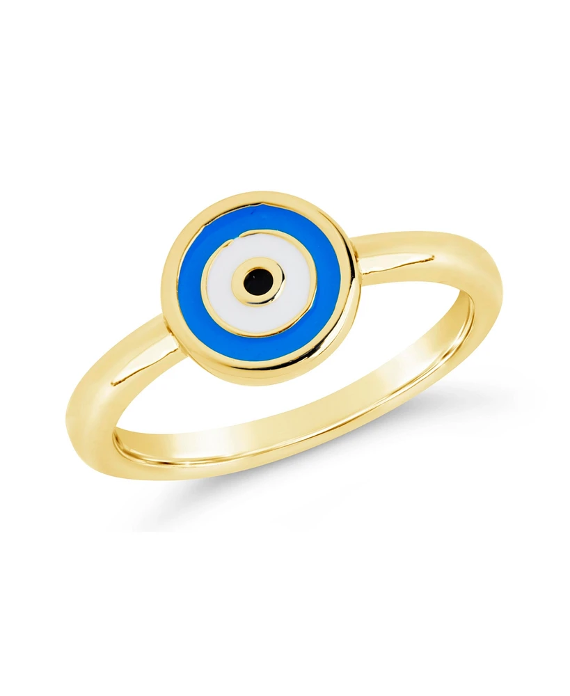 Sterling Forever Gold-Tone or Silver-Tone Blue Bead Enamel Accent Sibyl Ring