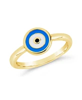 Sterling Forever Gold-Tone or Silver-Tone Blue Bead Enamel Accent Sibyl Ring