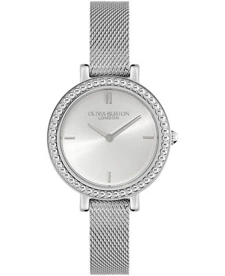 Olivia Burton Women's Vintage-Like Bead Silver-Tone Stainless Steel Mesh Watch 30mm