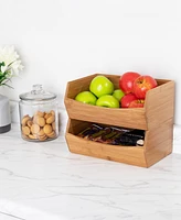 Seville Classics 2-Piece Stackable Bamboo Bin Organizer Set