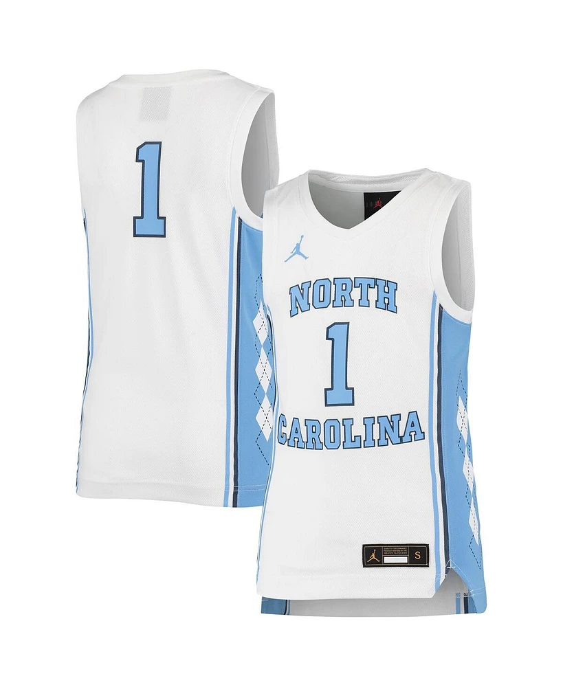 Big Boys Jordan #1 White North Carolina Tar Heels Team Replica Basketball Jersey