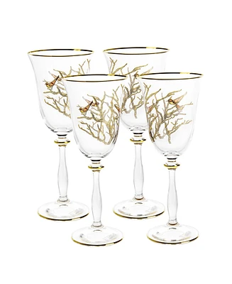 Vivience Birds Design Wine Glasses 6.25 oz, Set of 4