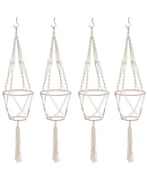 Sorbus Macrame Plant Hanger for Outdoor Plant Pots Set of 4