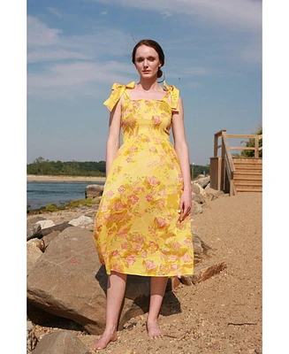 Jessie Zhao New York Landscape Sleeveless Smocked Midi Dress