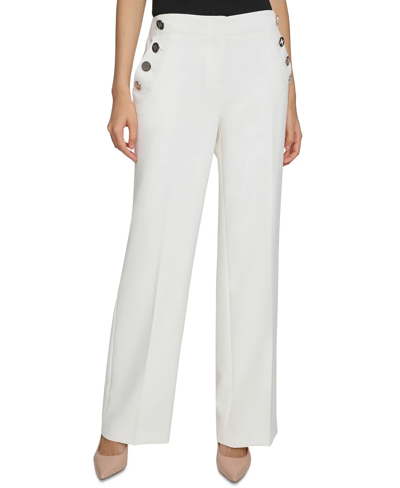 Karl Lagerfeld Women's Button-Pocket Wide-Leg Sailor Pants