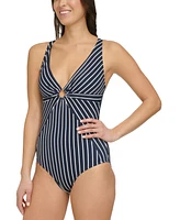 Tommy Hilfiger Women's Striped O-Ring One-Piece Swimsuit