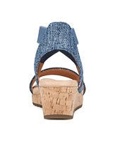 Easy Spirit Women's Lorena Casual Strappy Wedge Sandals - Blue, Gold Multi