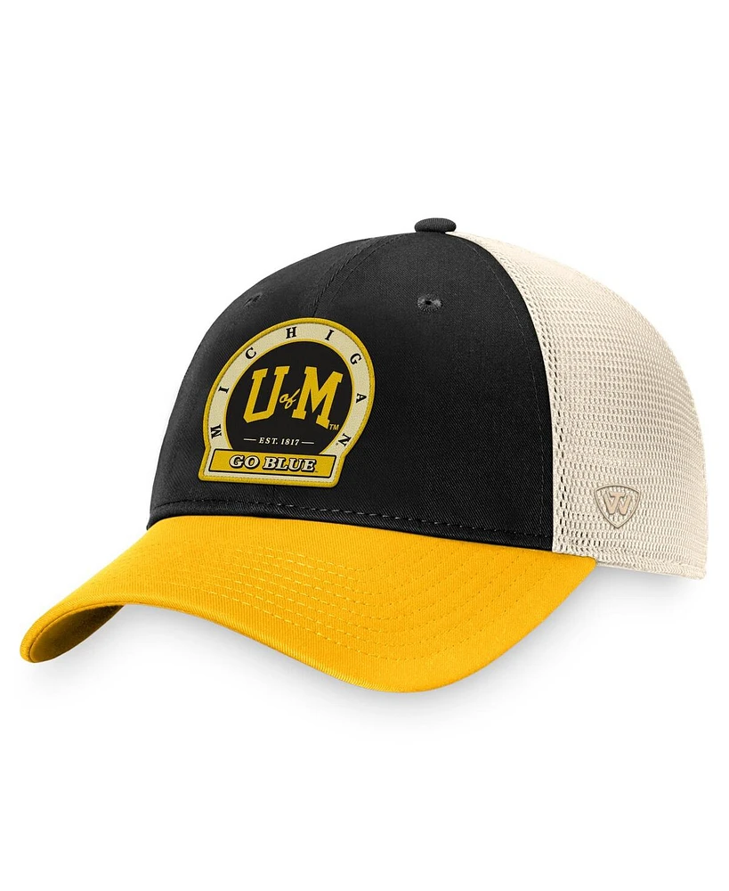 Men's Top of the World Black Michigan Wolverines Refined Trucker Adjustable Hat