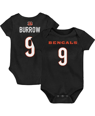 Baby Boys and Girls Joe Burrow Black Cincinnati Bengals Mainliner Player Name and Number Bodysuit