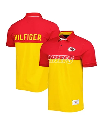 Men's Tommy Hilfiger Yellow, Red Kansas City Chiefs Color Block Polo Shirt