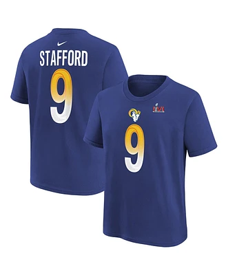 Big Boys Nike Matthew Stafford Royal Los Angeles Rams Super Bowl Lvi Name and Number T-shirt