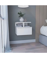 Depot E-shop Seward Floating Nightstand, Wall Mounted with Single Drawer and 2-Tier Shelf