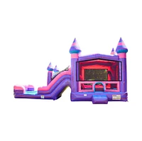 JumpOrange Purplish Commercial Grade Bounce House Water Slide Combo with Pool for Kids and Adults (with Blower), Basketball Hoop, Wet Dry Use, Outdoor