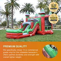 JumpOrange Midnight Commercial Grade Bounce House Water Slide Combo with Pool for Kids and Adults (with Blower), Basketball Hoop, Wet Dry Use, Outdoor