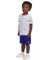 Champion Toddler & Little Boys Short-Sleeve Printed T-Shirt Fleece Shorts, 2 Piece Set