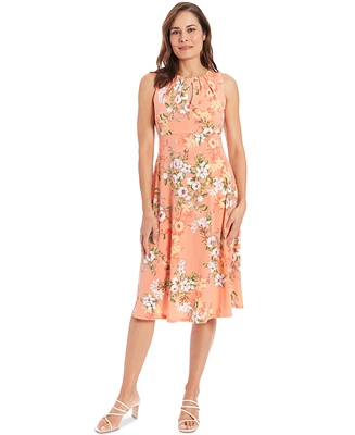 London Times Plus Size Floral-Print Jersey Dress