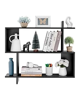 Danya B Manasa Floating Geometric Kilter Two-Tier Wall Shelf