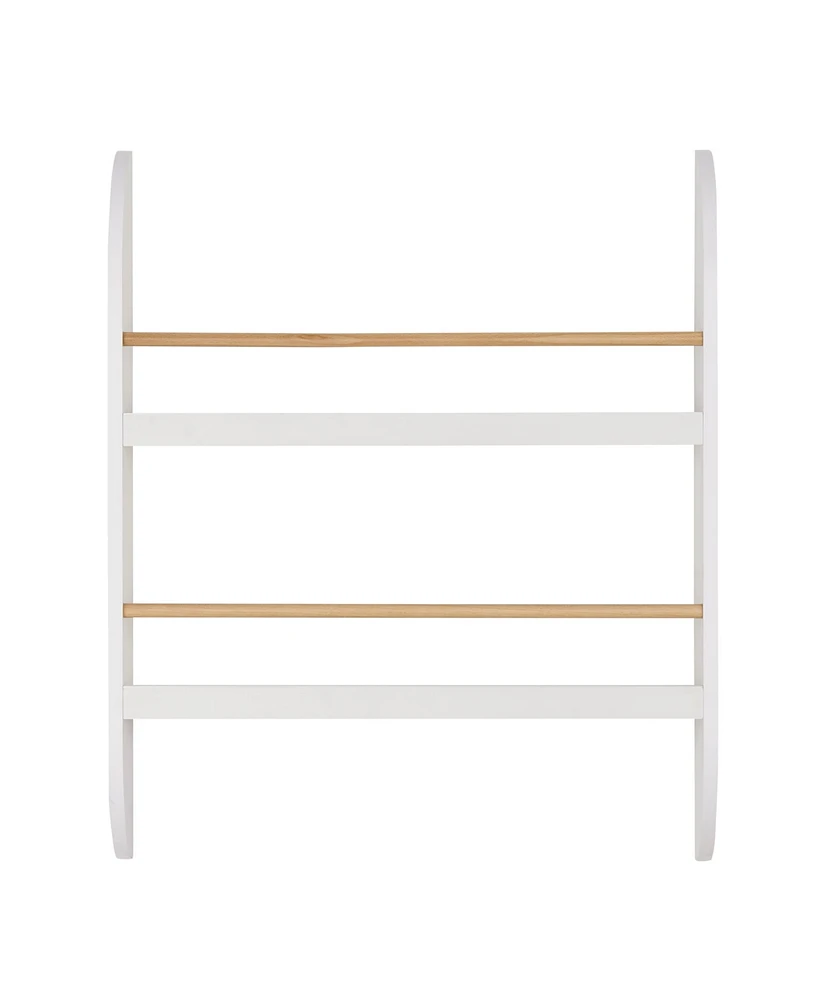 Danya B Steiner Rounded Contemporary 2-Tier Kids Book or Magazine Storage Wall-Mount Bookcase with Contrasting Wood-Toned Rods