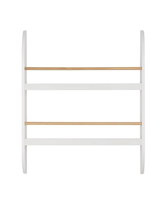 Danya B Steiner Rounded Contemporary 2-Tier Kids Book or Magazine Storage Wall-Mount Bookcase with Contrasting Wood-Toned Rods