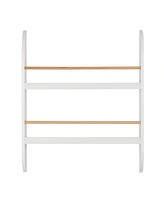 Danya B Steiner Rounded Contemporary 2-Tier Kids Book or Magazine Storage Wall-Mount Bookcase with Contrasting Wood-Toned Rods