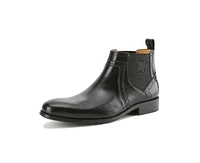 Gino Vitale Men's Handcrafted Genuine Leather Chelsea Brogue Dress Boot