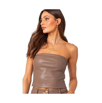 Women's Martine faux leather tube top